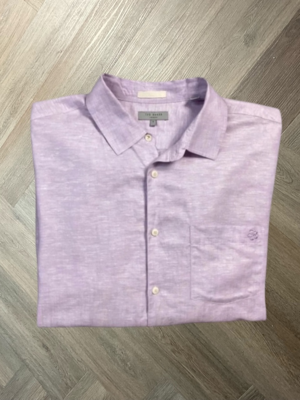 Ted Baker London Linen Button Down Shirt Mens 7 XXL Purple Classic Preppy‎ Boho